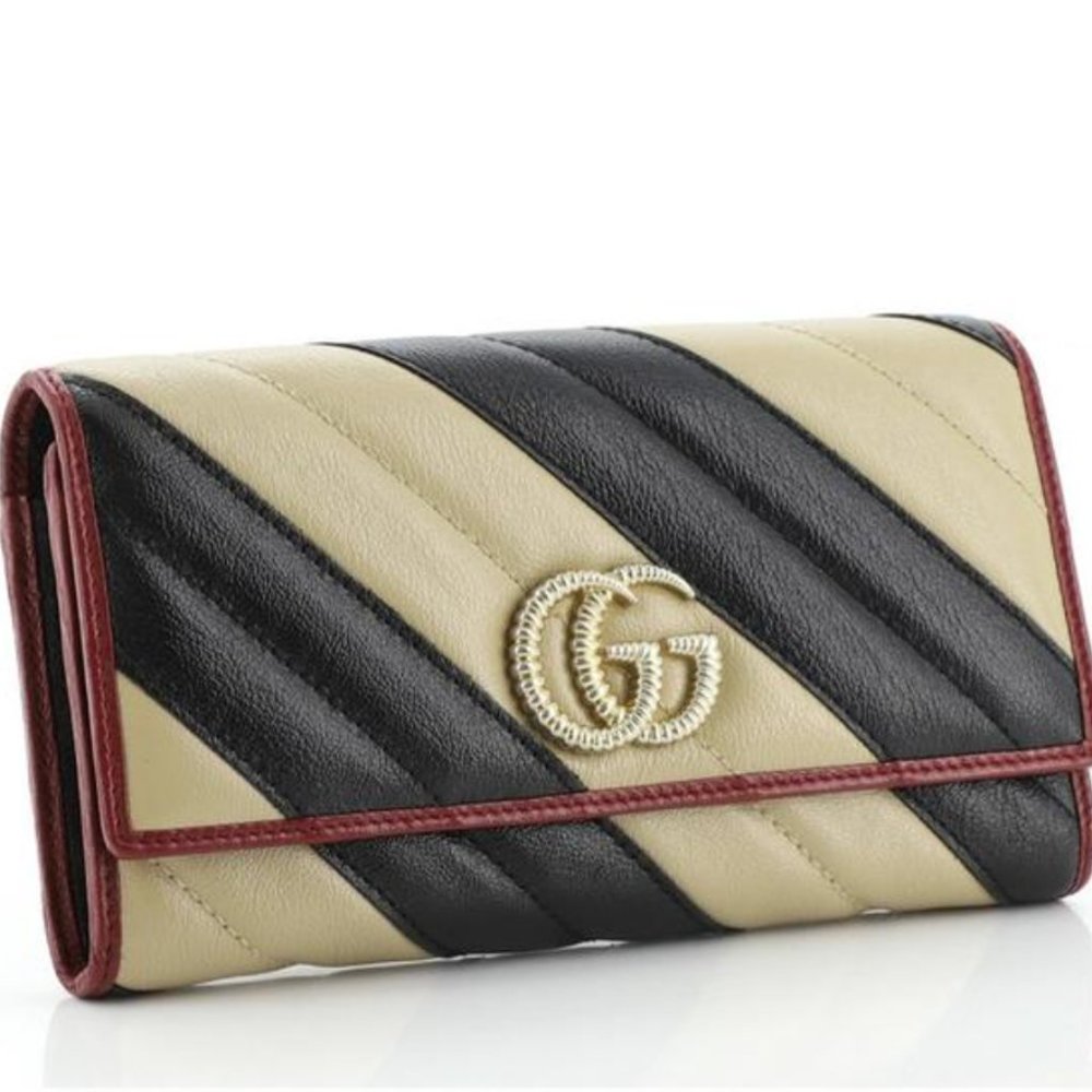 GUCCI GG Marmont Continental Wallet with Red Trim new in box